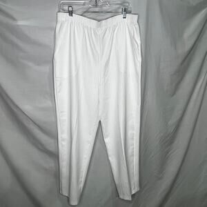 Bend Over White Textured Elastic Waist Pants 14